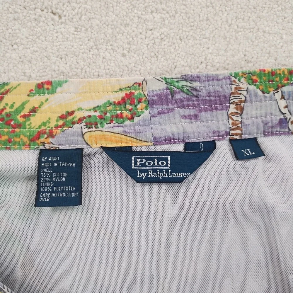 VTG POLO Ralph Lauren Swim Trunks Men's XL Cotton Blend Hawaiian Surf Beach EUC